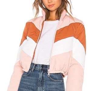 Tularosa Revolve Senna Retro Striped Puffer Jacket Pink Size Medium